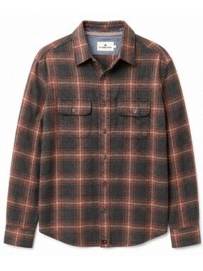 The Normal Brand Shirt Mens Medium Burgundy Plaid Flannel Long Sleeve Button Up